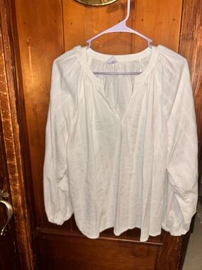 Women’s White Peasant Blouse - Classic Lightweight Top